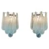 Elegant Pair Of Vintage Blue Glass Petals Drop Wall Sconce, Murano, 1970