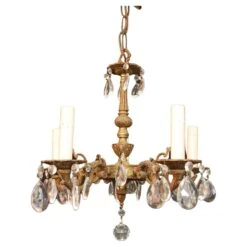 Beautiful Small Brass/glass Chandelier