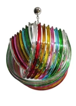Pair Of Curvati Rainbow Ceiling Lights, Multicolored Triedri, 24 Murano Glasses -Promos Meubles Boutique ff master 1
