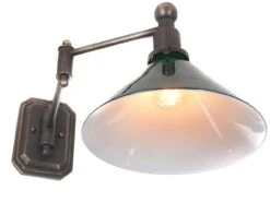 Matching Pair Of Articulated Green Over White Tented Glass Sconces -Promos Meubles Boutique greententwall4 master