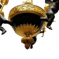 French Louis XVI Style Patinated Bronze Six-Light Putti Motif Chandelier -Promos Meubles Boutique ha 3263cx master