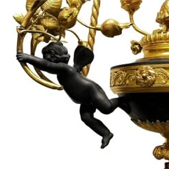 French Louis XVI Style Patinated Bronze Six-Light Putti Motif Chandelier -Promos Meubles Boutique ha 3263dx master