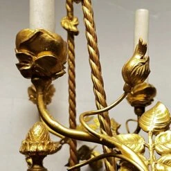 French Louis XVI Style Patinated Bronze Six-Light Putti Motif Chandelier -Promos Meubles Boutique ha 3263n master