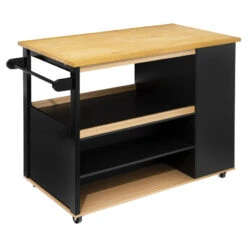 Ilot De Cuisine Noir Et Naturel 5Five -Promos Meubles Boutique ilot de cuisine noir et naturel 5five 2