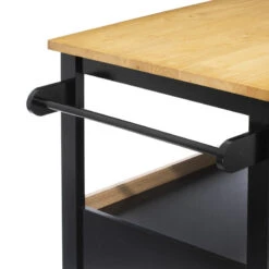 Ilot De Cuisine Noir Et Naturel 5Five -Promos Meubles Boutique ilot de cuisine noir et naturel 5five 6