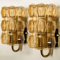 Pair Of Amber Glass Wall Lights Sconces By Helena Tynell For Glashütte, 1960 -Promos Meubles Boutique img 16838724382 master