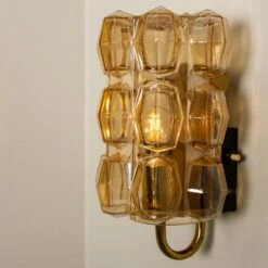 Pair Of Amber Glass Wall Lights Sconces By Helena Tynell For Glashütte, 1960 -Promos Meubles Boutique img 16838724396 master