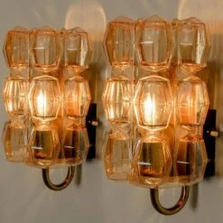 Pair Of Amber Glass Wall Lights Sconces By Helena Tynell For Glashütte, 1960 -Promos Meubles Boutique img 168387244113 master