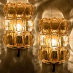 Pair Of Amber Glass Wall Lights Sconces By Helena Tynell For Glashütte, 1960 -Promos Meubles Boutique img 168387244114 master