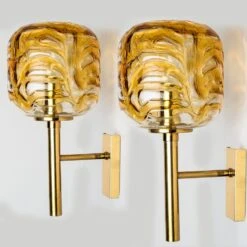 Murano Yellow Glass And Brass Wall Lights By Doria Leuchten, 1960s -Promos Meubles Boutique img 16844860760 master
