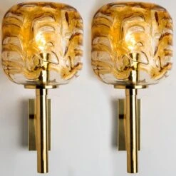 Murano Yellow Glass And Brass Wall Lights By Doria Leuchten, 1960s -Promos Meubles Boutique img 16844860784 master