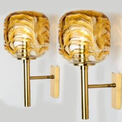 Murano Yellow Glass And Brass Wall Lights By Doria Leuchten, 1960s -Promos Meubles Boutique img 16844860786 master