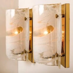 Pair Of J.T. Kalmar Of Murano Glass Brass Sconces, Austria, 1960 -Promos Meubles Boutique img 16854948584 master