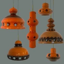 Several Mixed Glazed Ceramic Pendant Lights, Germany, 1970s -Promos Meubles Boutique img 16856430491 master