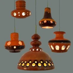 Several Mixed Glazed Ceramic Pendant Lights, Germany, 1970s -Promos Meubles Boutique img 16856430493 master