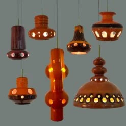 Several Mixed Glazed Ceramic Pendant Lights, Germany, 1970s -Promos Meubles Boutique img 16856430504 master