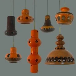 Several Mixed Glazed Ceramic Pendant Lights, Germany, 1970s -Promos Meubles Boutique img 16856430505 master