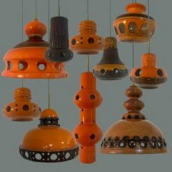 Several Mixed Glazed Ceramic Pendant Lights, Germany, 1970s -Promos Meubles Boutique img 16856430506 master
