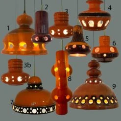Several Mixed Glazed Ceramic Pendant Lights, Germany, 1970s -Promos Meubles Boutique img 16856430517 master