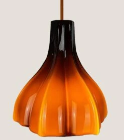 Several Flower Shaped Brown Opaque Glass Pendants, Peill Putzler, 1970 -Promos Meubles Boutique img 16859493127 master