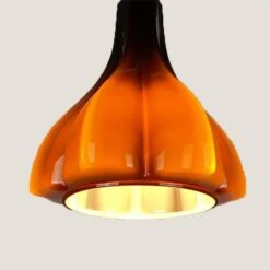 Several Flower Shaped Brown Opaque Glass Pendants, Peill Putzler, 1970 -Promos Meubles Boutique img 16859493129 master