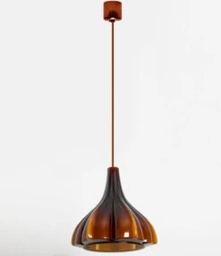 Several Flower Shaped Brown Opaque Glass Pendants, Peill Putzler, 1970 -Promos Meubles Boutique img 168594931312 master