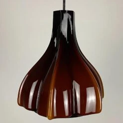 Several Flower Shaped Brown Opaque Glass Pendants, Peill Putzler, 1970 -Promos Meubles Boutique img 168594931414 master