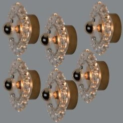 Several Glass And Brass Wall Lamps By Hillebrand, Germany, 1960s -Promos Meubles Boutique img 16873388166 master