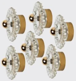 Several Glass And Brass Wall Lamps By Hillebrand, Germany, 1960s -Promos Meubles Boutique img 168733881812 master