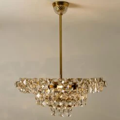 Bakalowits & Sohne Chandelier, Brass And Crystal Glass, Austria, 1960s -Promos Meubles Boutique img 16874795136 master