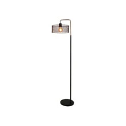 Lampadaire Métal Noir Et Doré Grillage Ostaria -Promos Meubles Boutique lampadaire metal noir et dore grillage ostaria 2