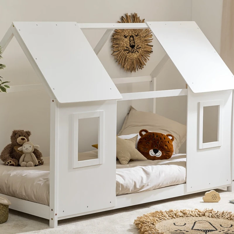 Lit Cabane Enfant Pin Blanc 90x190 Atmosphera 4 Lit Cabane Enfant Pin Blanc 90x190 Atmosphera – Image 2