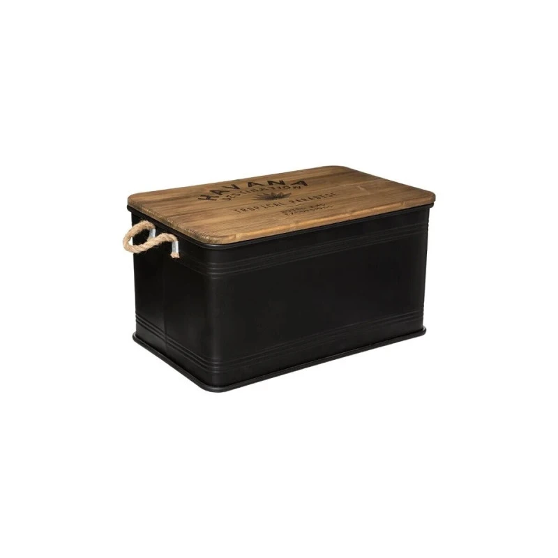 Lot De 3 Malles Métal Noir Plateau Bois Atmosphera 4 Lot De 3 Malles Métal Noir Plateau Bois Atmosphera – Image 2