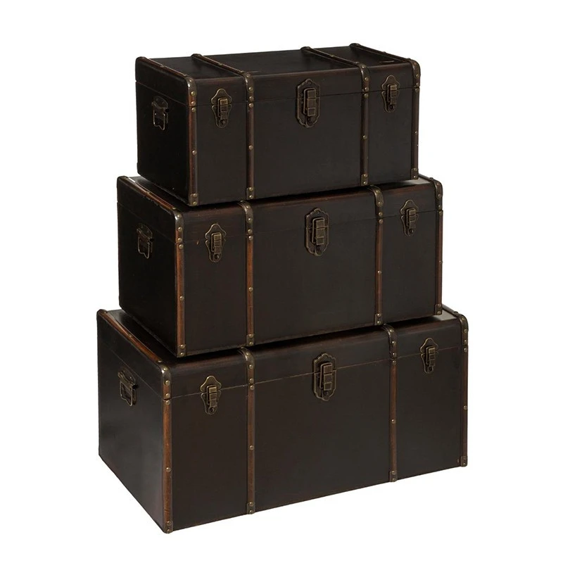 Malles Vintage British Flower - Lot De 3 - Atmosphera 3 Malles Vintage British Flower - Lot De 3 - Atmosphera