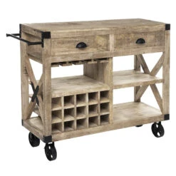 Meuble Bar 2 Tiroirs Sur Roues Silas Atmosphera