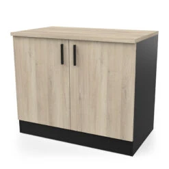 Demeyere Meuble Bas 2 Portes 100 Cm Origan Noir Et Bois