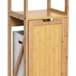 Meuble Bas Bambou Avec Panier à Linge Mahé -Promos Meubles Boutique meuble bas bambou avec panier linge mahe 1