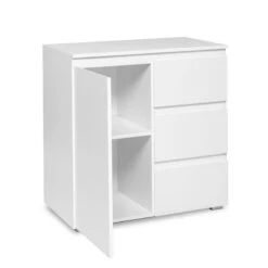 Meuble De Rangement 1 Porte 3 Tiroirs Blanc -Promos Meubles Boutique meuble de rangement 1 porte 3 tiroirs blanc image 1 4