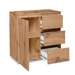 Meuble De Rangement 1 Porte 3 Tiroirs Naturel -Promos Meubles Boutique meuble de rangement 1 porte 3 tiroirs naturel image 2