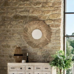 Miroir Rond 80 Cm En Roseau Ael Atmosphera -Promos Meubles Boutique miroir rond 80 cm en roseau ael atmosphera 3