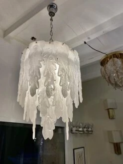 Carlo Nason By Mazzega Chandelier Ice Frost Glass Murano, Italy, 1970 -Promos Meubles Boutique mobilejpegupload 368D8B01383F48678A5C999937071091 master