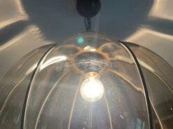 Rare Midcentury Venetian Mouth Blown Glass In Iron Frame Pendant / Chandelier -Promos Meubles Boutique mursmoke20 master