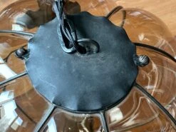 Rare Midcentury Venetian Mouth Blown Glass In Iron Frame Pendant / Chandelier -Promos Meubles Boutique mursmoke3 master