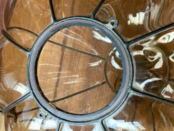 Rare Midcentury Venetian Mouth Blown Glass In Iron Frame Pendant / Chandelier -Promos Meubles Boutique mursmoke5 master