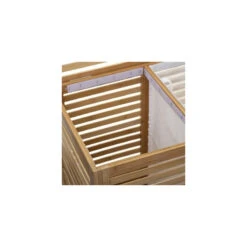 Panier à Linge Double En Bambou Sicela 5Five -Promos Meubles Boutique panier a linge double en bambou tissu 2