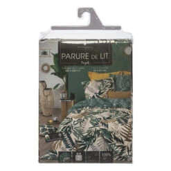 Parure De Lit Tropik Vert/blanc/moutarde 240x220 Atmosphera -Promos Meubles Boutique parure de lit tropik vertblancmoutarde 240x220 atmosphera 2