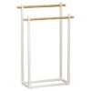 Porte Serviettes Métal Blanc 2 Barres Bambou -Promos Meubles Boutique porte serviettes metal blanc 2 barres bambou