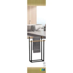 Porte Serviettes Métal Noir 2 Barres Bambou 5 Porte Serviettes Métal Noir 2 Barres Bambou -Promos Meubles Boutique porte serviettes metal noir 2 barres bambou 1