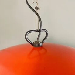 Italian Mid-Century Modern Curved White And Red Metal Chandelier, 1960s -Promos Meubles Boutique prodotti marzo 0009s 0001 IMG 5783 master