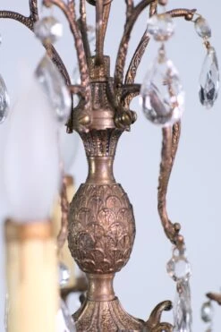 Small Scale French Bronze & Crystal Chandelier Floral Style W 5 Arms -Promos Meubles Boutique q278300 05 master